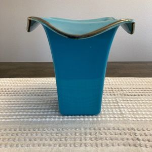 Southern Living At Home Ceramic Tuscan Flower Vase 9" Robins Egg Aqua Turquoise